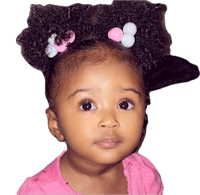 a little girl wearing a pink shirt and pink bows